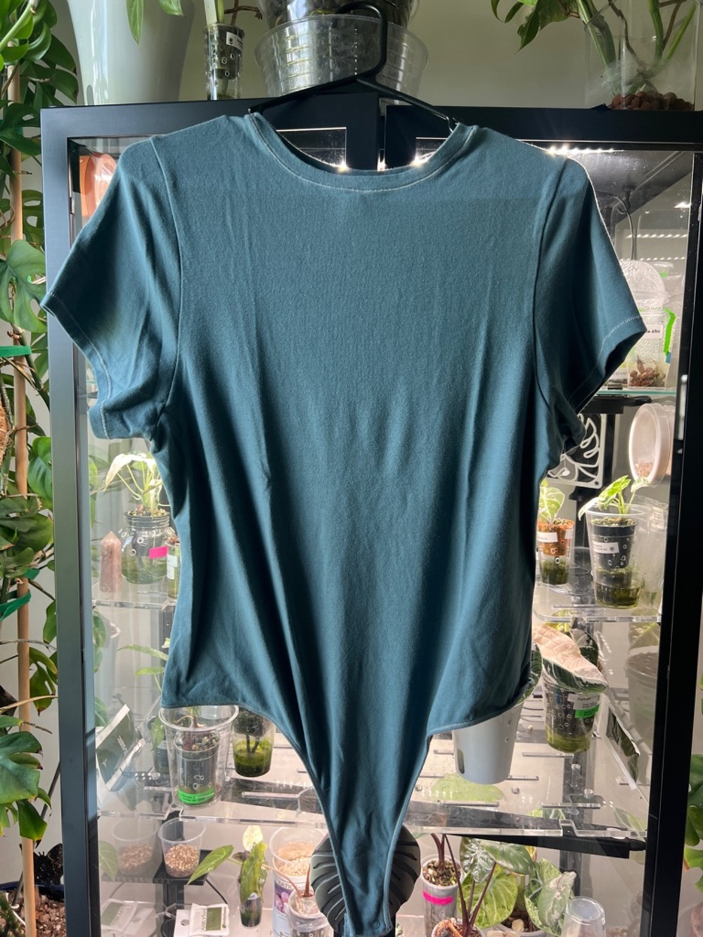 SKIMS Short-Sleeve Bodysuit in Teal